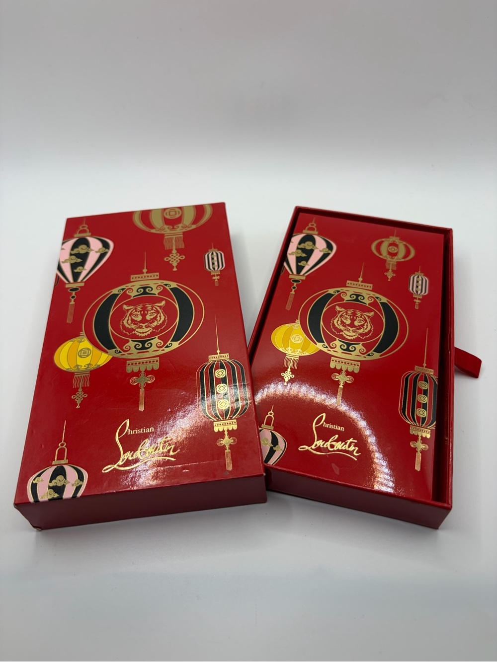 Christian Louboutin Red and Gold Lantern Motif Envelopes Box Set
